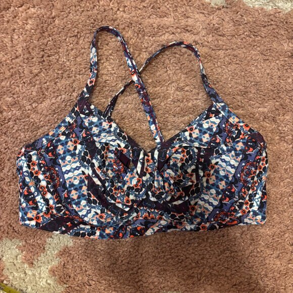 Athleta Marrakesh Twister Bikini Top 38D/DD Purple Multicolor Support Sexy Swim - Picture 3 of 7